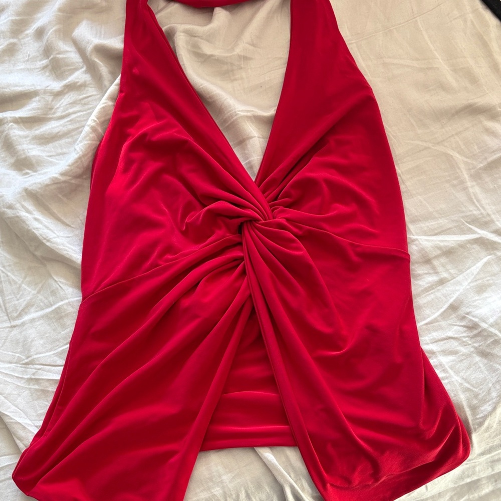 Windsor Bold Red Twist Front Blouse